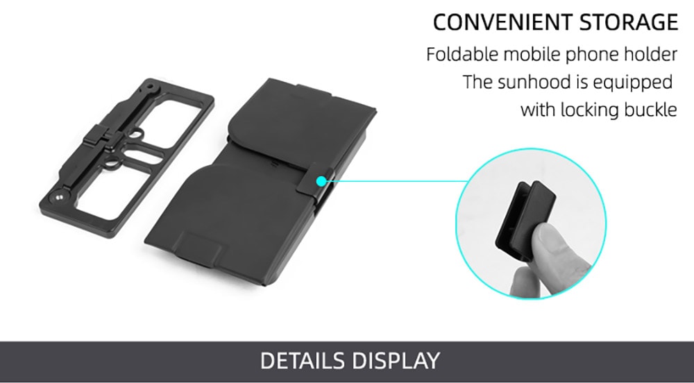 Full Screen Phone Holder with Adjustable Angle Hood Lanyard Suitable for DJI MAVIC 2 / Air2 / Mini Remote Control - Black