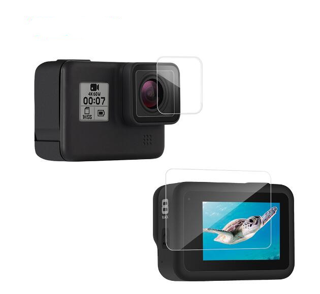 2Pcs HD Tempered Glass Screen + Lens Protector Film for GoPro Hero 8